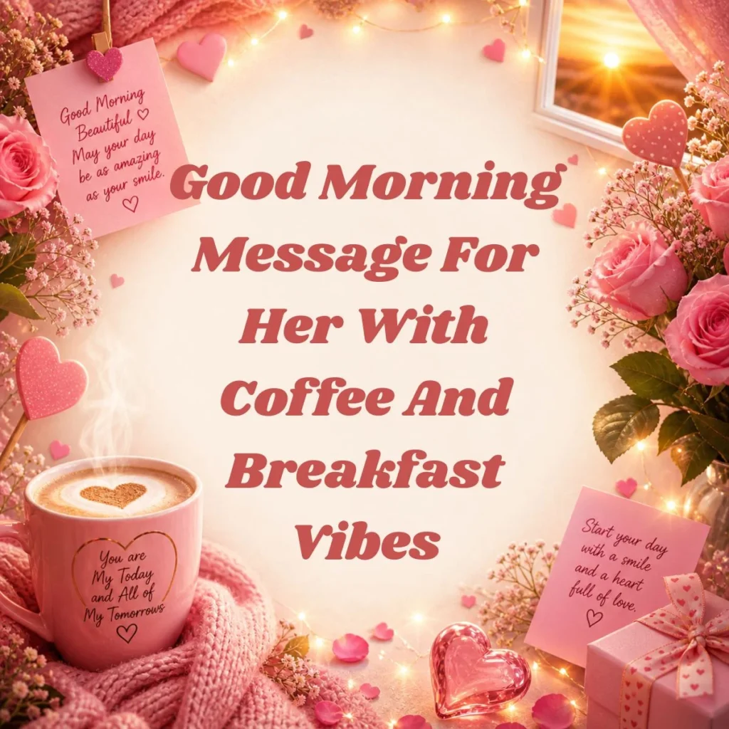 Good Morning Message For Her With Coffee And Breakfast Vibes